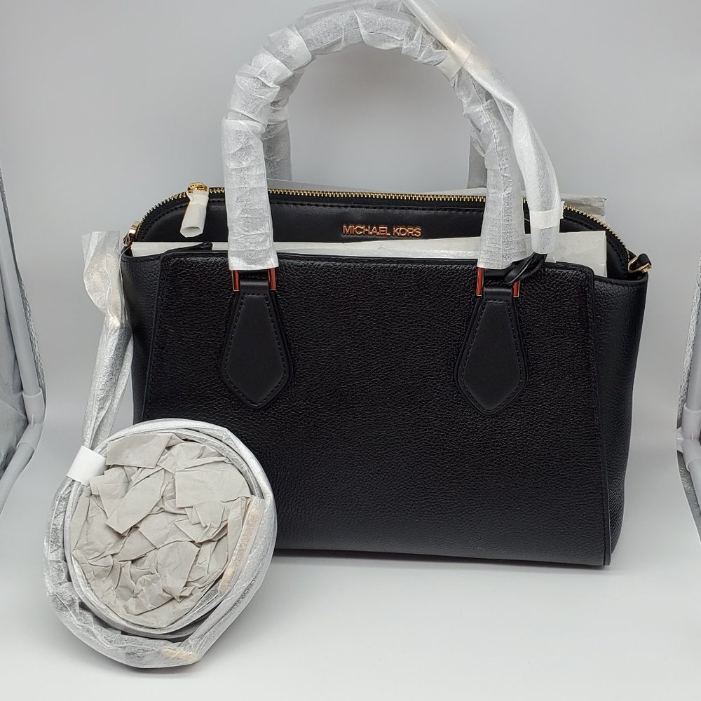Michael Kors Daria Large Satchel Black Leather